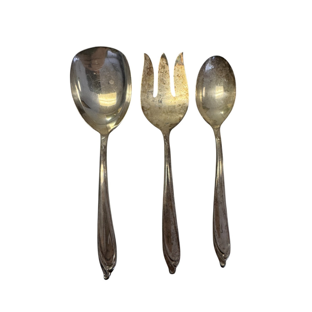 Lot of 3 International Deep Silver Vintage Serving Utensil Set Elegant Flatware